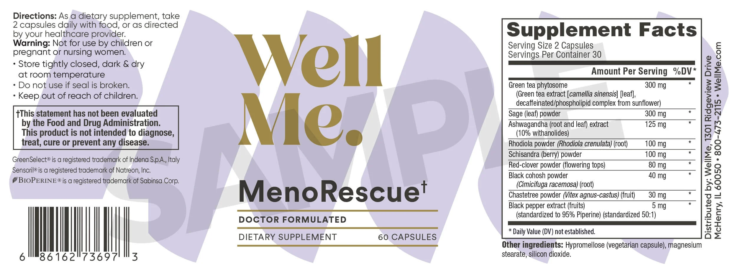 MenoRescue Product Label